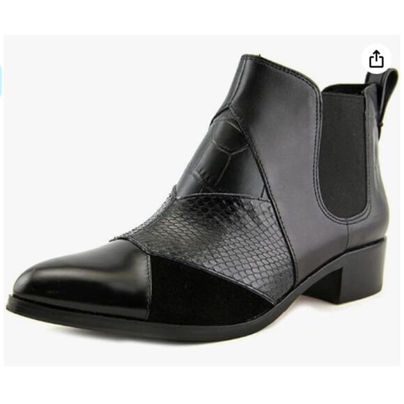 COACH Suffolk Patchwork Black Pointed Leather Boots Pull On Size 7 - Picture 1 of 11